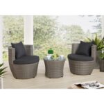 Juego de Conversación Alaterre Furniture Bistro AWWI01II Mimbre de Resina Gris 3 Piezas con Mesa de Vidrio 18 Pulgadas y