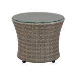 Juego de Conversación Alaterre Furniture Bistro AWWI01II Mimbre de Resina Gris 3 Piezas con Mesa de Vidrio 18 Pulgadas y