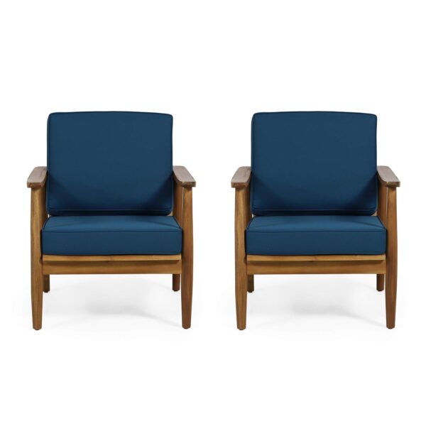 Silla Club para Exteriores Christopher Knight Home Willowbrook 313572 Madera de Acacia Color Teca Juego de 2