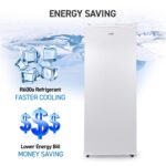 Commercial Cool Congelador vertical, congelador de pie de 6 pies cúbicos con puerta reversible, color blanco