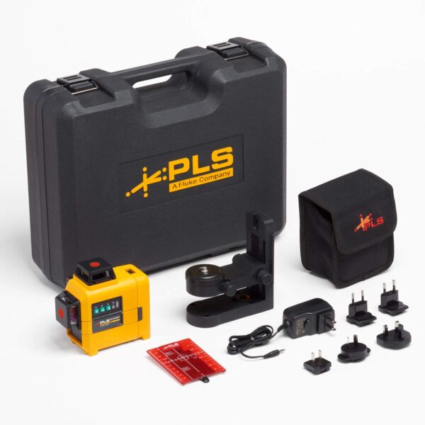 Pacific Laser Systems 3X360 Kit de nivel láser de línea roja con RBP5, estuche y soporte en L