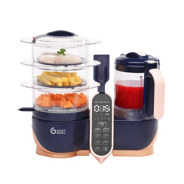 Procesador de Alimentos para Bebé Babymoov Duo Meal Station XL A001131 6 en 1 Rosa 12 Tazas Acero Inoxidable