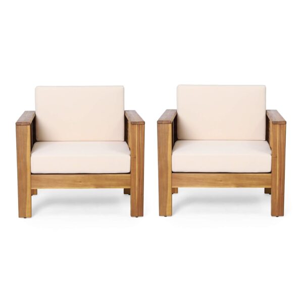 Juego de Sillas Club Christopher Knight Home 314048 Madera de Acacia Color Teca y Crema con Cojines Resistentes al Agua