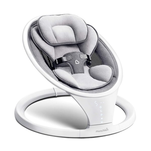 Columpio de Bebé Munchkin 21330 Habilitado con Bluetooth Balanceo Natural 5 Rangos de Movimiento Blanco