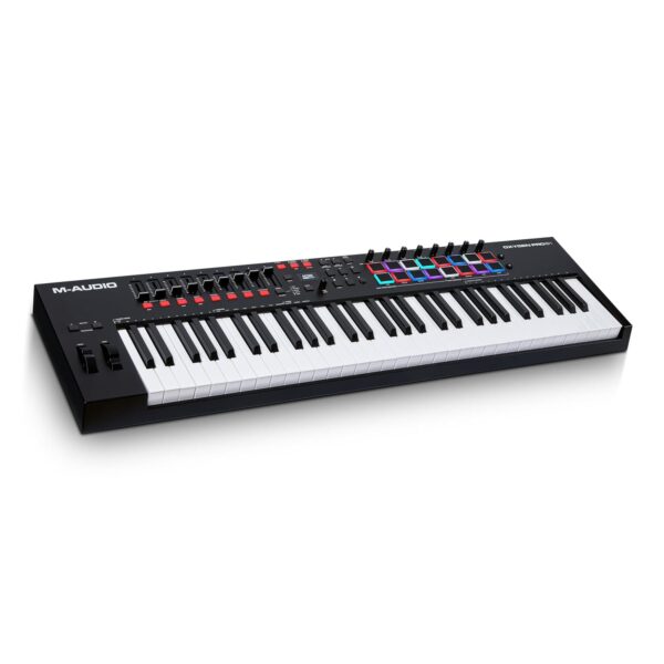 M-AUDIO Oxygen Pro - Controlador de teclado MIDI USB de 61 teclas con almohadillas de ritmo, perillas, botones y faders