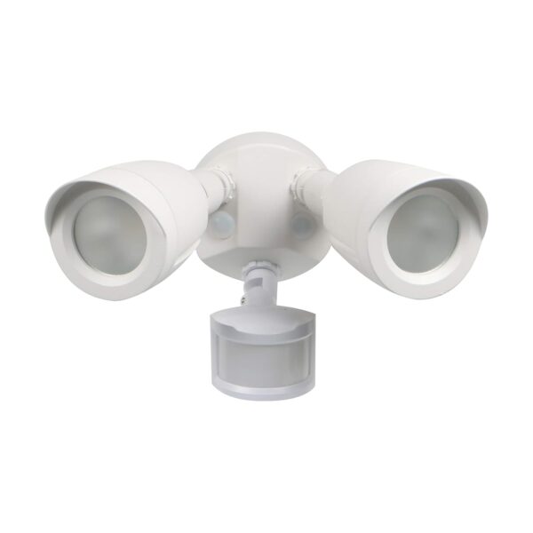 Luz de Seguridad LED Satco 65/711 Doble Cabezal Bala con Sensor de Movimiento 3000K Blanco