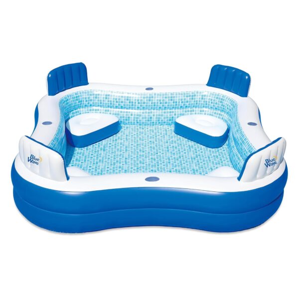Piscina Inflable Blue Wave Premier Family NT6126 con Asientos 88 x 88 x 26 Pulgadas Capacidad 785 Galones