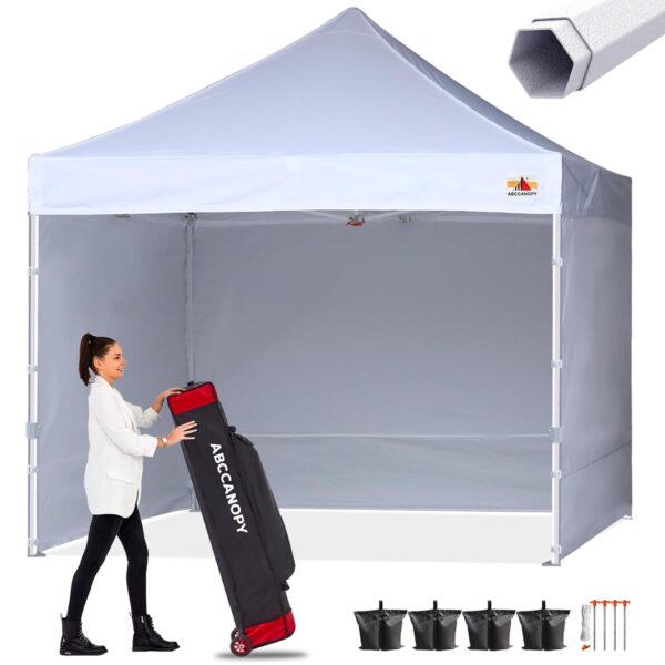 Toldo ABCCANOPY Premium 2.0 10x10 Pies Blanco con Paredes Laterales y Bolsa con Ruedas
