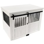 Jaula para Perros New Age Pet ECOFLEX Homestead Estilo Mueble Puerta Corrediza de Granero Blanco Antiguo Extra Grande EH
