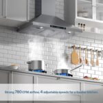 HisoHu Campana extractora para montaje en pared de 30 pulgadas, convertible sin conductos/conductos, campana de cocina i
