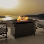 Fogata Fire Sense 63700 Preston Mesa Convertible de Aluminio Rectangular Acabado Bronce Antiguo 45000 BTU GLP NG