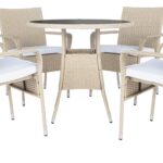 Juego de Bistró para Exterior Safavieh Laina PAT7703B-2BX Beige Blanco Mimbre 5 Piezas