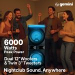 Sistema de Altavoces Bluetooth para Karaoke Gemini GPK-1200 6000 Watts Woofers Duales de 12 Pulgadas Luces LED