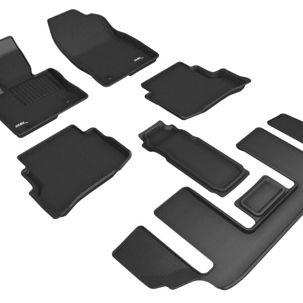 Alfombrillas 3D MAXpider Kagu para Mazda CX-9 2016-2023 6 Plazas Negro Filas 1 2 y 3