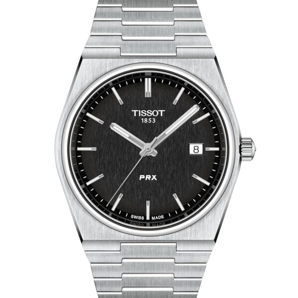 Reloj de vestir Tissot PRX para hombre caja de acero inoxidable 316L 40 mm gris T1374101105100