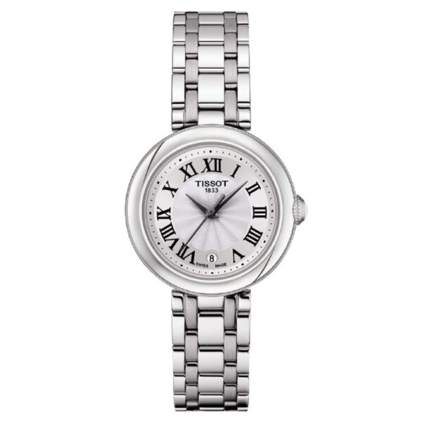 Reloj Tissot Bellissima para mujer T1260101101300 caja de acero inoxidable 316L 26 milímetros esfera blanca números roma