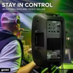 Gemini 2000W Altavoz PA Amplificado 15” – Monitor de escenario activo con EQ, entradas XLR, montaje en soporte, diseño l