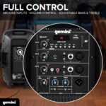 Gemini - Altavoz y soporte PA de 15 pulgadas, 1000 vatios, luces LED (AS-2115BT-LT-PK) | PA alimentado de 15" con luces