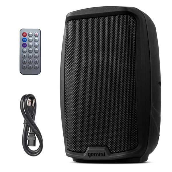 Gemini Altavoz PA Bluetooth de 15" 2000W con enlace TWS, USB/SD/FM, entradas XLR/RCA/AUX, entradas de micrófono doble y