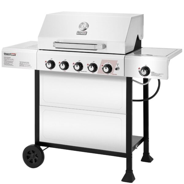 Parrilla de Gas Royal Gourmet GA5401T 5 Quemadores Acero Inoxidable 61000 BTU Quemador Lateral Color Plateado