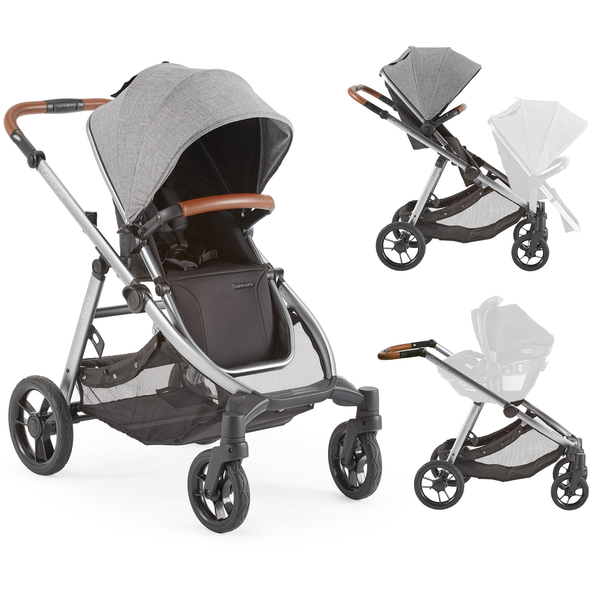 Contours Legacy - Cochecito modular convertible para bebés y niños pequeños, diseño individual a doble, asiento reversib