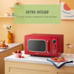 COMFEE' CM-M093ARD - Horno microondas retro con 9 programas preestablecidos, cocción rápida de varias etapas, función de