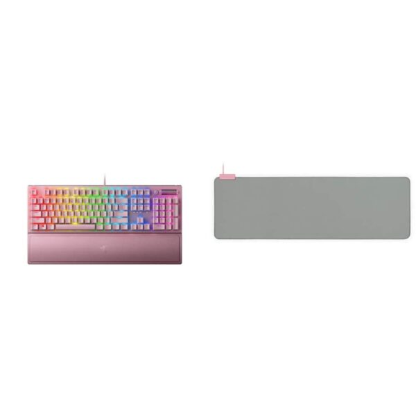 Teclado Mecánico para Juegos Razer BlackWidow V3 con Almohadilla Goliathus Extended Chroma Teclas Verdes Clicky Cuarzo
