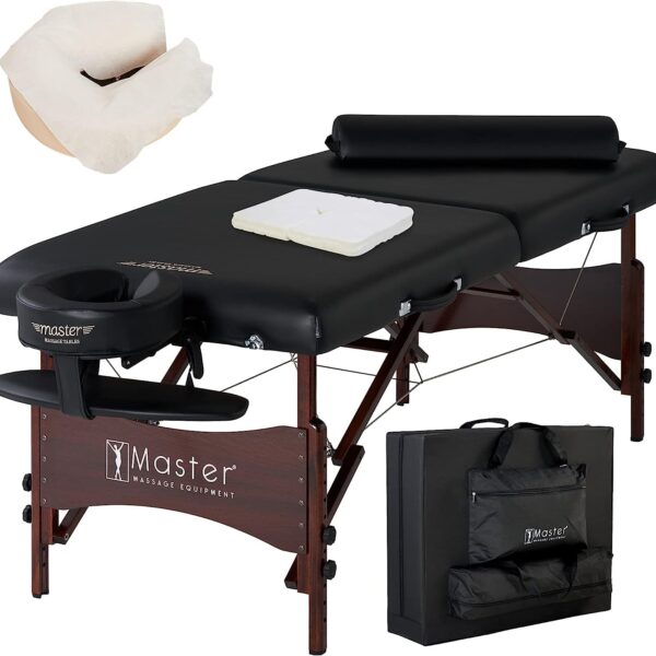 Mesa de Masaje Portátil Master Massage Roma II Modelo 10025W Negro 30 x 84 Pulgadas Cojín de 2.5 Pulgadas