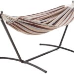 Hamaca doble Amazon Basics JC443 con soporte de acero de 9 pies funda de transporte capacidad 450 libras onda crema 110
