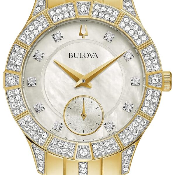 Reloj Bulova 98L283 Fantasma de Cristal Mujer Acero Inoxidable Tono Dorado Esfera de Nácar
