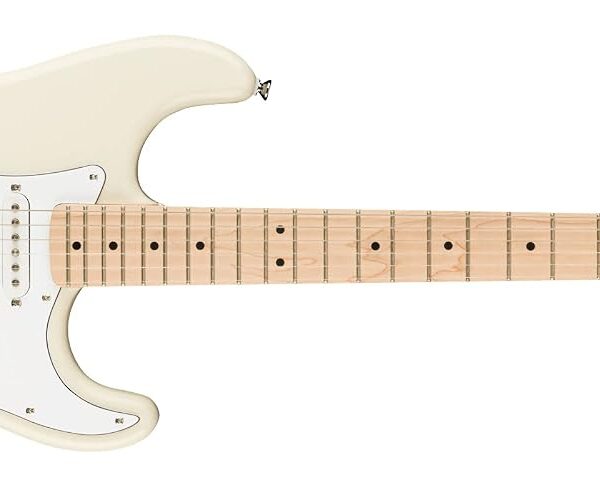 Squier Affinity Series Stratocaster - Guitarra eléctrica, color blanco olímpico con diapasón de arce