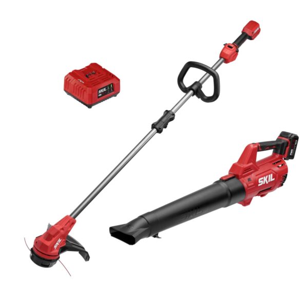 Kit Cortadora de Hilo y Soplador de Hojas Skil PWR CORE 20 CB7542B-10 13 pulgadas 400 CFM 20V con Batería 4.0 Ah y Carga