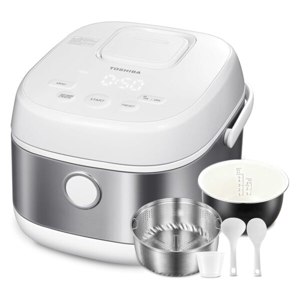 TOSHIBA Arrocera de calentamiento por inducción, baja en carbohidratos, bajo en azúcar, vaporizador digital, 5.5 tazas (