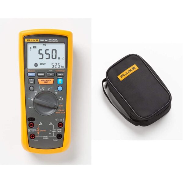 Multímetro de Aislamiento Fluke 1587FC 2 en 1 con Funda de Transporte Fluke C35 Amarillo