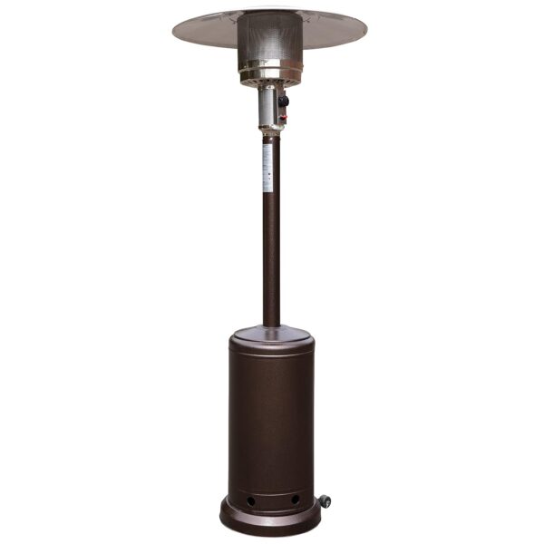 Calentador de Patio Flash Furniture NAN-HSS-AGH-BR-GG Propano 40000 BTU Acero Inoxidable Bronce con Ruedas 7.5 Pies de A