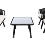 Set de Patio Safavieh Jorda PAT7518B 4 Piezas Mimbre Negro y Beige con Cojines