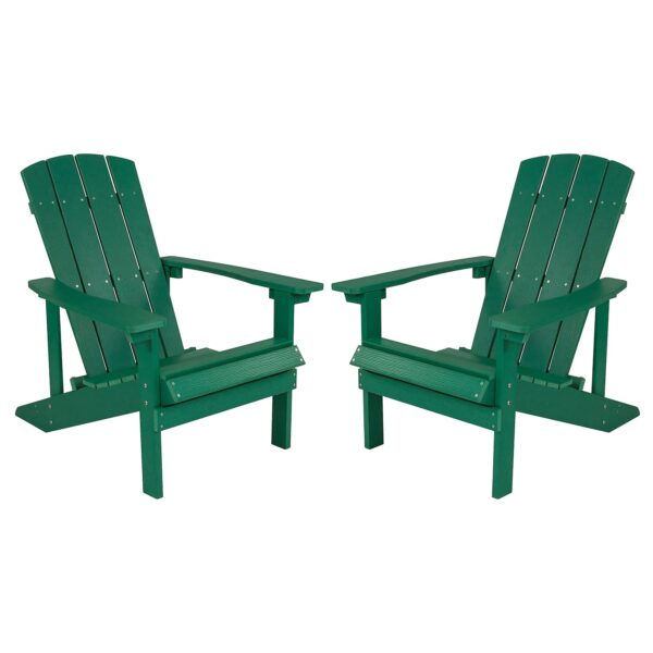 Juego de 2 Sillas Adirondack Flash Furniture Charlestown 2-JJ-C14501-GRN-GG Poliresina Verde para Interior y Exterior