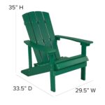 Juego de 2 Sillas Adirondack Flash Furniture Charlestown 2-JJ-C14501-GRN-GG Poliresina Verde para Interior y Exterior