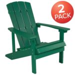 Juego de 2 Sillas Adirondack Flash Furniture Charlestown 2-JJ-C14501-GRN-GG Poliresina Verde para Interior y Exterior