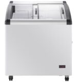 Duura Congelador móvil comercial para exhibición de helados Sub Zero Temp con parte superior curva de vidrio, tapa libre