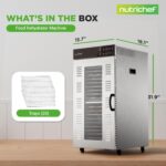 NutriChef Máquina deshidratadora comercial de 2000 vatios, deshidratador eléctrico de alimentos, 20 bandejas de acero in