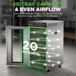NutriChef Máquina deshidratadora comercial de 2000 vatios, deshidratador eléctrico de alimentos, 20 bandejas de acero in
