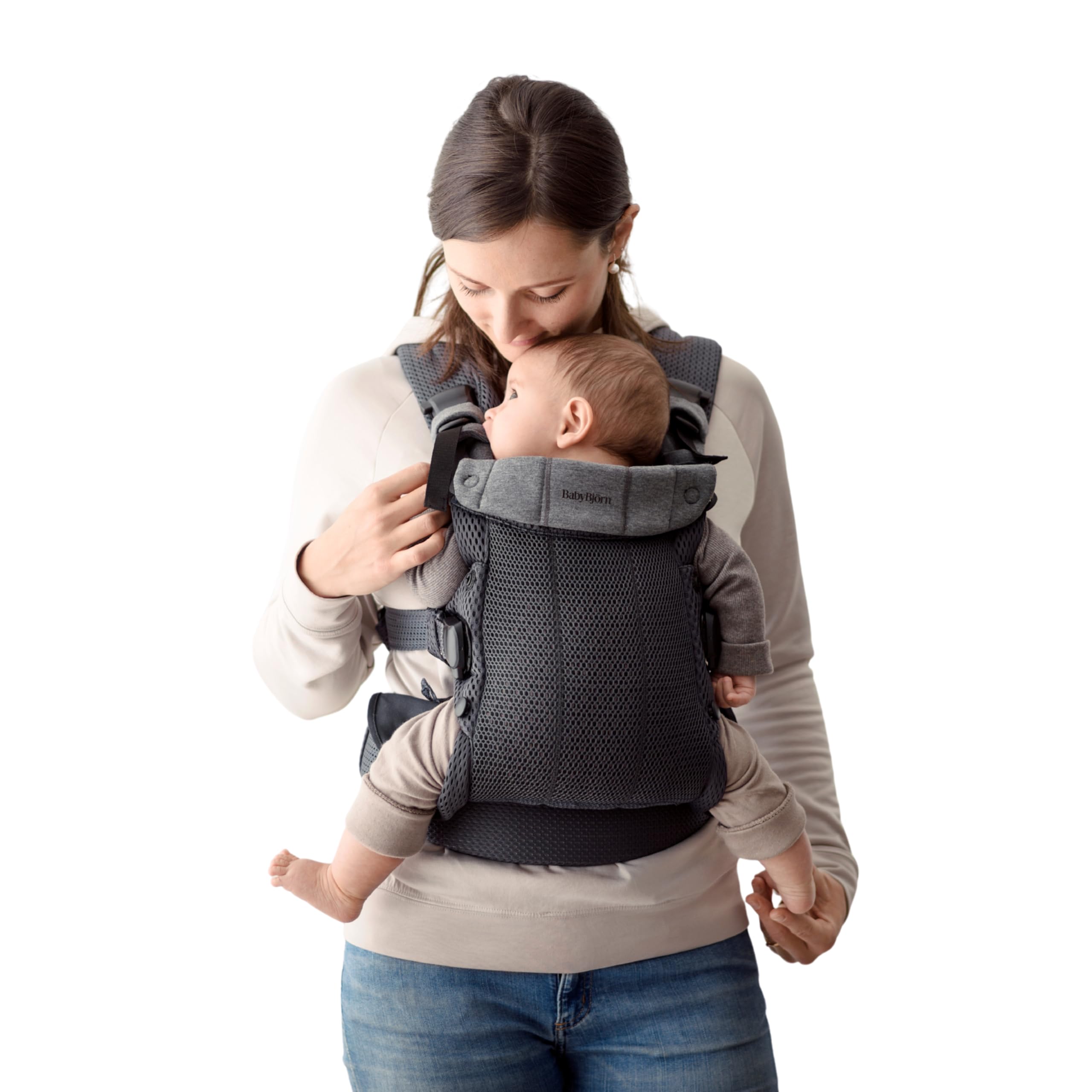 BabyBjörn Portabebés Harmony, Antracita, Malla 3D | Portabebés ergonómico 3-en-1; Posiciones soportadas para recién naci