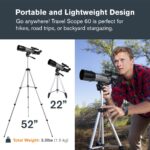 Celestron Travel Scope 60DX Telescopio refractor portátil – Apertura de 60 mm, óptica de vidrio totalmente recubierta –