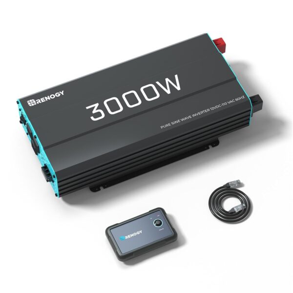 Inversor Renogy P2 de onda sinusoidal pura 3000 W 12 V CC a 120 V CA con control remoto con cable RNG-INVT-3000-12V-P2-U