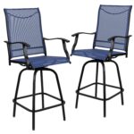Taburetes de Bar Flash Furniture Valerie 2-ET-SWVLPTO-30-NV-GG Giratorios para Exterior Azul Marino Paquete de 2