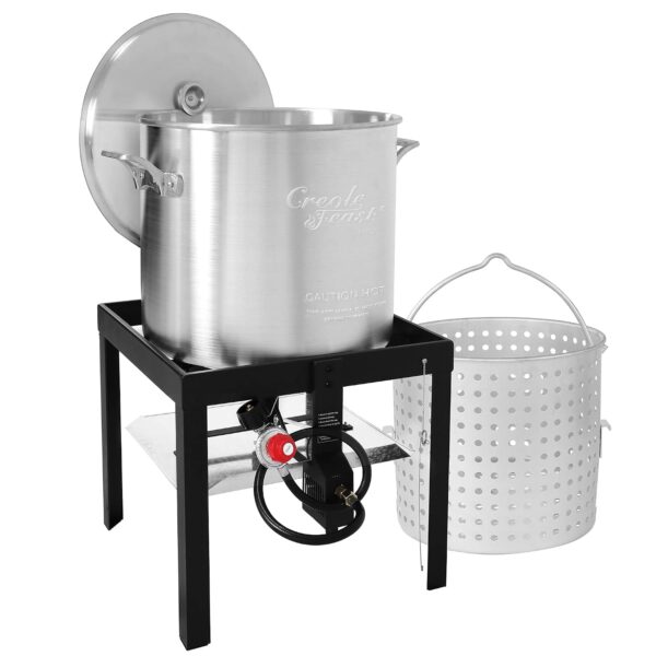 Kit para Hervir Mariscos Creole Feast SBK1001 Olla de 100 Cuartos con Cesta de 80 Cuartos Quemador de Propano 100000 BTU