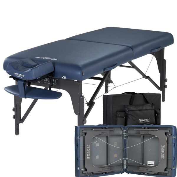 Mesa de Masaje Portátil Master Massage Montclair Pro 31 Pulgadas Azul Real Espuma Viscoelástica Madera