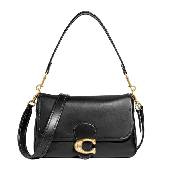 Bolso de Hombro Coach Soft Tabby C4821 Piel de Becerro Negro Cuero