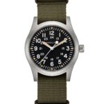 Reloj Hamilton Khaki Field Mechanical H69529933 caja de acero inoxidable de 42 milímetros esfera negra correa de nailon